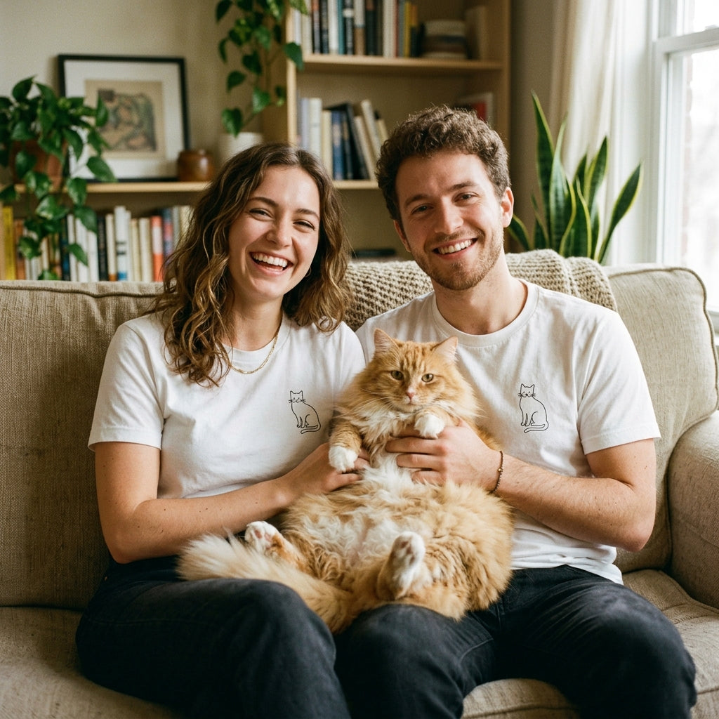 Kundenbewertung - Paar mit passenden Katzen-T-Shirts